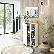 Mueble para recibidor 0F6739A (Roble Canadian/Blanco Artik, Espejo, Apto para: Zapatos) | BAUHAUS
