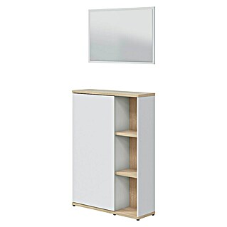 Mueble para recibidor 0F6739A (Roble Canadian/Blanco Artik, Espejo, Apto para: Zapatos)