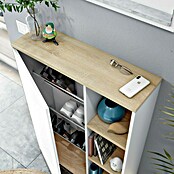 Mueble para recibidor 0F6739A (Roble Canadian/Blanco Artik, Espejo, Apto para: Zapatos) | BAUHAUS