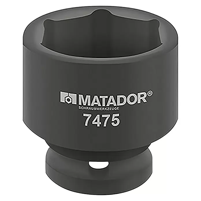 Matador Inserto robusto para llaves de vaso - Ancho de llave: 22 mm, ½″ - Vaso de impacto Matador gris oscuro con accionamiento hexagonal y cuadrado.