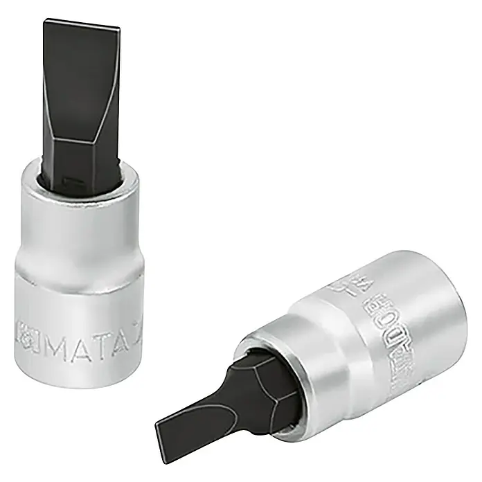 Matador Inserto para llaves de vaso - Ancho de llave: 4 mm, ¼″ - Dos llaves de vaso con puntas de destornillador de ranura, ideales para atornillar con máquinas herramienta.