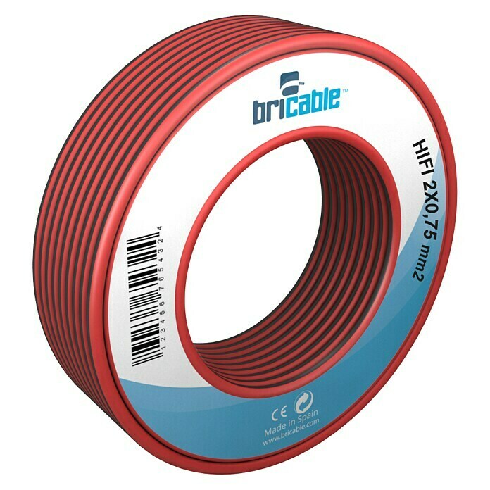 Bricable Cable de altavoz HIFI 0,75 (10 m, 0,75 mm², Negro/Rojo)