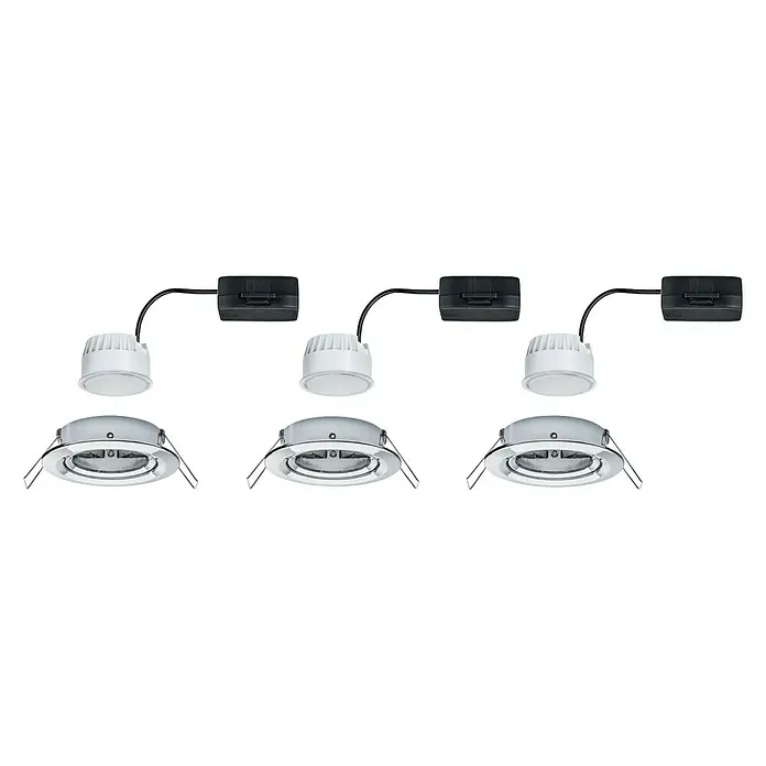 Paulmann Nova LED-Einbauleuchten-Set - 6,5 W, 3 Stk., Warmweiß, Durchmesser: 8,4 cm, Chrom - Drei moderne Einbauspots mit LED-Technologie für eine stilvolle Beleuchtung in jedem Raum.