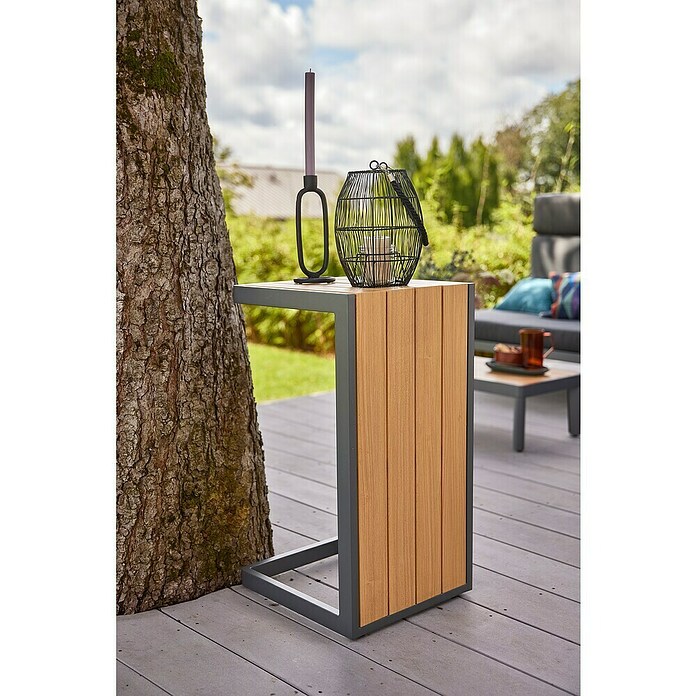 Sunfun Solo Garten-Beistelltisch (L x B x H: 77 x 41,5 x 45 cm, Night-Grey) | BAUHAUS