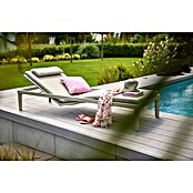 Sunfun Solo Tumbona de jardín (L x An x Al: 200 x 67,5 x 32 cm, Aluminio, Gris claro, Respaldo regulable) | BAUHAUS