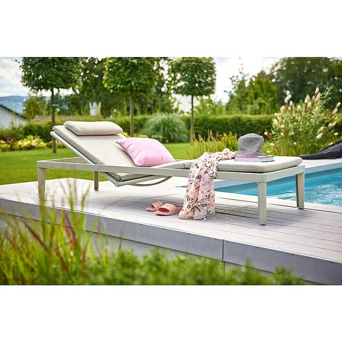 Sunfun Solo Gartenliege Ergo (L x B x H: 200 x 67,5 x 32 cm, Aluminium, Light-Greige, Rückenlehne verstellbar) | BAUHAUS