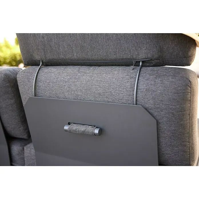 Sunfun Lumar Loungesofa - L x B x H: 235,5 x 87 x 68 cm, Aluminium, Night-Grey - Nahaufnahme eines grauen Sofas mit Rückenlehne und praktischem Griff.