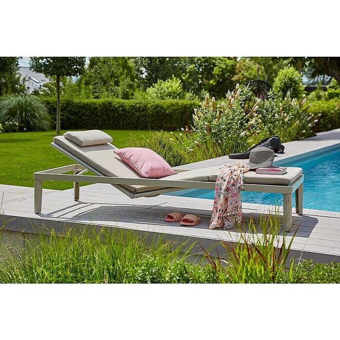 Sunfun Solo Gartenliege Ergo (L x B x H: 200 x 67,5 x 32 cm, Aluminium, Light-Greige, Rückenlehne verstellbar) | BAUHAUS
