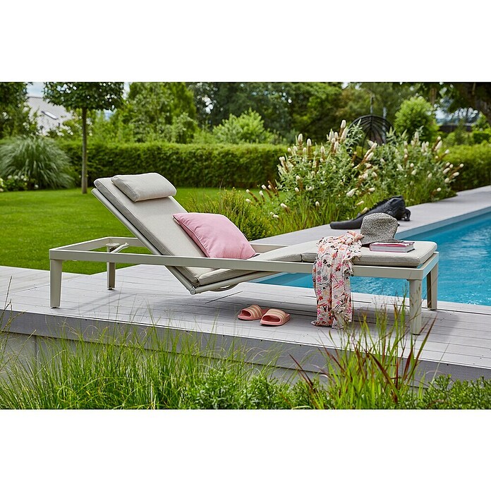Sunfun Solo Vrtni ležalnik Ergo  (Aluminij, Siva, Nastavljivo naslonjalo) | 8274 - Liegen metall | ICAD - Sommermöbel Liegen | ICA - Sommermöbel | IC - Freizeit im Garten | I - Stadtgarten | BAUHAUS