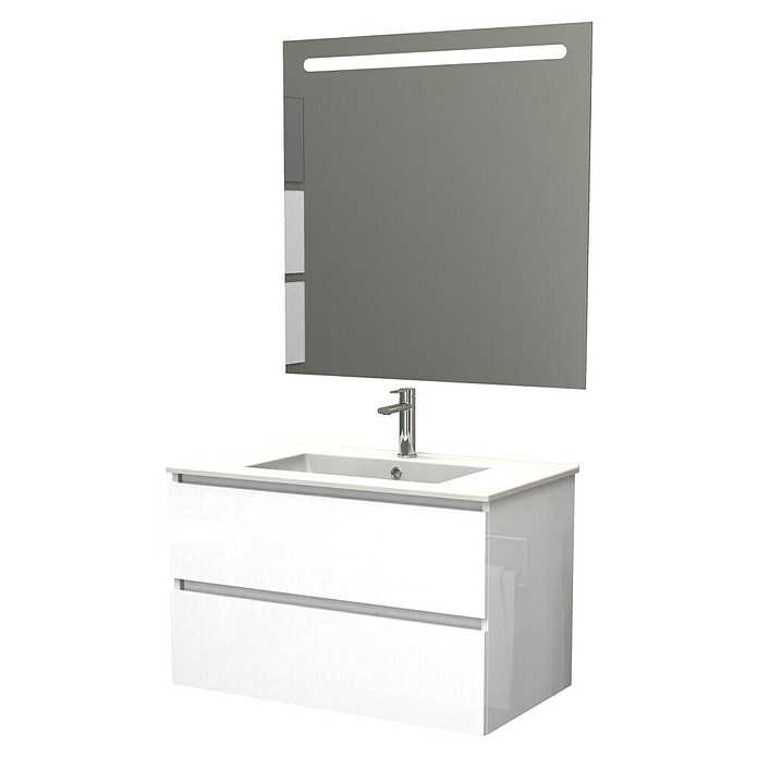 Conjunto de mueble de baño Italo (80 cm, Blanco, Brillo, 3 pzs.) | BAUHAUS