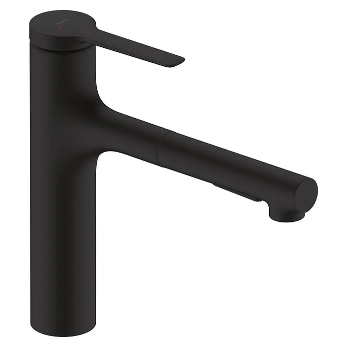 Hansgrohe Zesis M33 Spültischarmatur - Mattschwarz, Matt, Ohne sBox - Mattschwarzer Wasserhahn mit schlankem Design und Hebelgriff. Ideal für moderne Badezimmer und Küchen mit minimalistischem Stil.