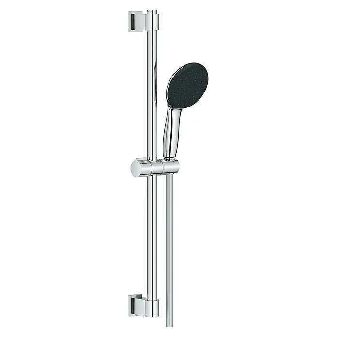 Grohe QuickFix Vitalio Start Brausegarnitur - Lochabstand: 47 cm - 62 cm, Anzahl Strahlarten: 3 Stk. - Eine Chrom-Duschstange mit Handbrause, die für ein modernes Badezimmer-Design sorgt und eine flexible Nutzung ermöglicht.