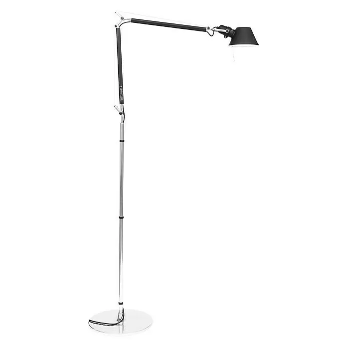 Artemide Stehleuchte Tolomeo Terra - Höhe: 226 cm, Farbe Gehäuse: Schwarz, Silber - Schwarze, verstellbare Stehleuchte mit konischem Schirm, Chromfuß und Gelenkarm für gerichtetes Licht.