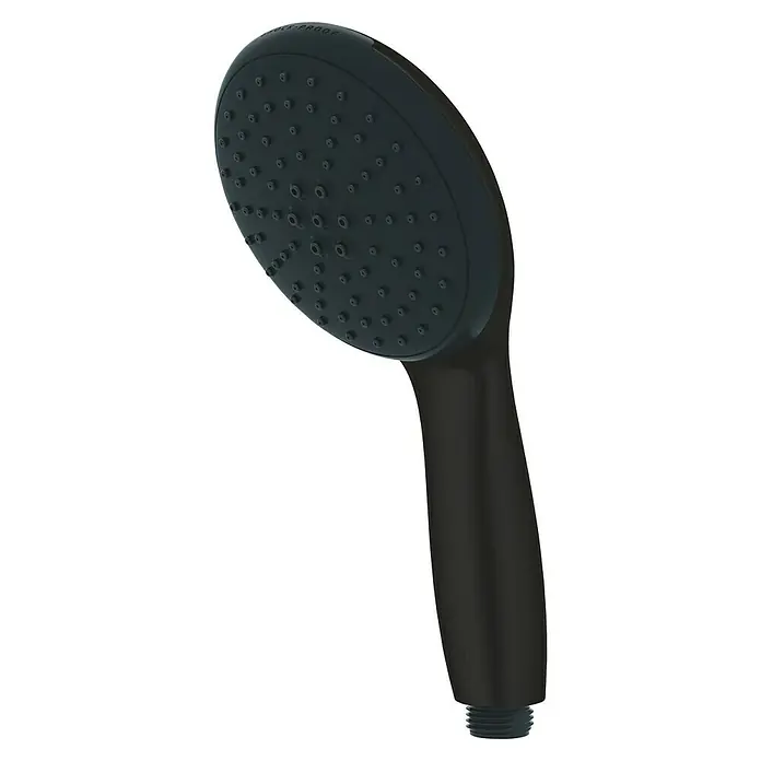 Grohe QuickFix Vitalio Start Teleducha - Número de funciones: 2 ud., Negro - Primer plano de un cabezal de ducha negro con rociadores. Ideal para un baño moderno con buena funcionalidad.