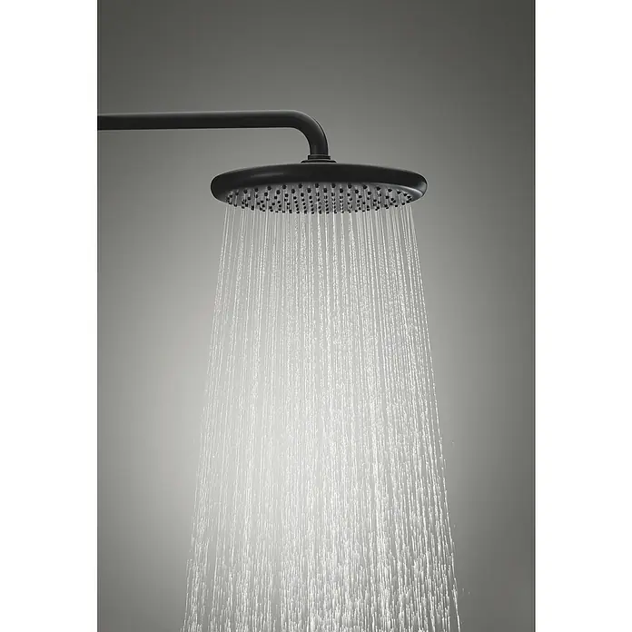 Grohe Vitalio Start Duschsystem 250 - Höhe: 101,6 cm, Anzahl Strahlarten: 2 Stk., Schwarz - Eine moderne, mattschwarze Regendusche mit sanft fallenden Wasserstrahlen, die für ein entspannendes Duscherlebnis sorgt.