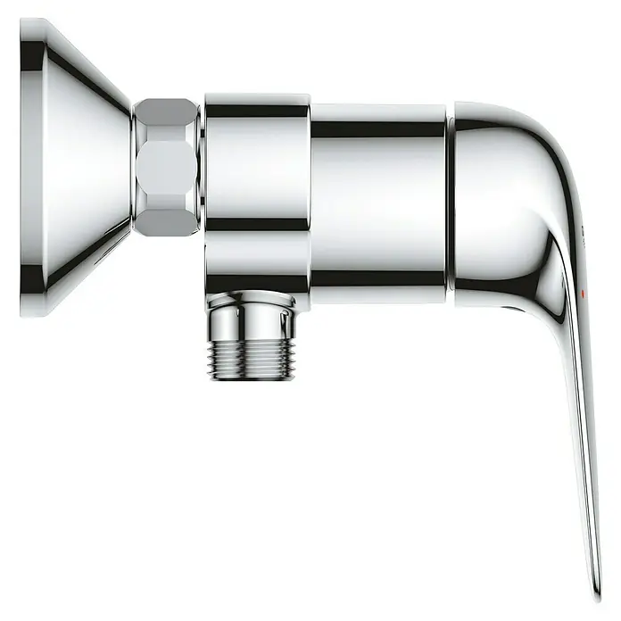 Grohe QuickFix Duscharmatur Swift - Chrom, Glänzend, Messing - Dieser Hahn ist ein glänzendes, verchromtes Sanitärprodukt, das sich perfekt für moderne Badezimmer eignet. Die Oberfläche reflektiert das Licht.