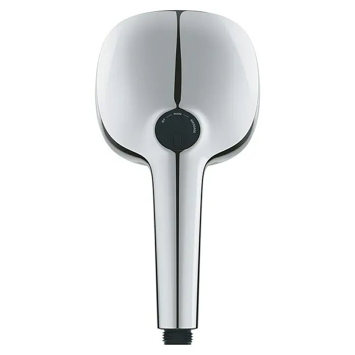 Grohe QuickFix Handbrause - Durchmesser: 11 cm, Anzahl Strahlarten: 3 Stk. - Duschkopf mit Chromoberfläche und schwarzem Bedienfeld, das zwischen Strahl, Regen und Massage umschaltet, ideal für ein luxuriöses Duscherlebnis.