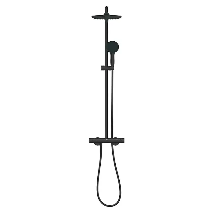 Grohe Vitalio Start Duschsystem 250 - Höhe: 101,6 cm, Anzahl Strahlarten: 2 Stk., Schwarz - Duschsäule mit Kopf- und Handbrause in Schwarz, für ein modernes Badezimmerdesign. Die Brausegarnitur bietet Komfort und Stil.
