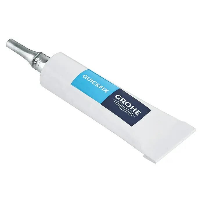 Grohe Montagekleber Quickglue S - Passend für: Brausestangen - Nahaufnahme einer Tube Grohe Quickfix für schnelle Reparaturen. Ideal für Sanitärinstallationen und kleine Ausbesserungen.