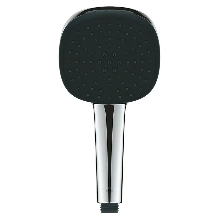 Grohe QuickFix Handbrause - Durchmesser: 11 cm, Anzahl Strahlarten: 2 Stk. - Handbrause von Grohe mit einem dunklen Duschkopf und einem glänzenden Griff für ein modernes Duscherlebnis.