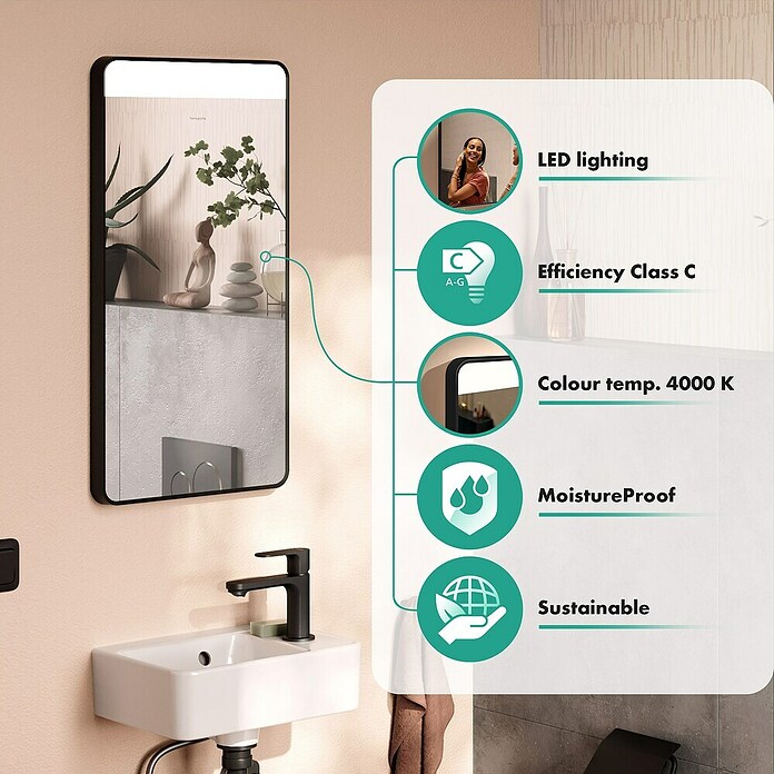 Hansgrohe Lichtspiegel Xarita Lite Q (360 x 700 mm) | BAUHAUS