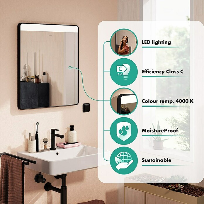 Hansgrohe Led-lichtspiegel Xarita Lite Q (600 x 700 mm) | BAUHAUS