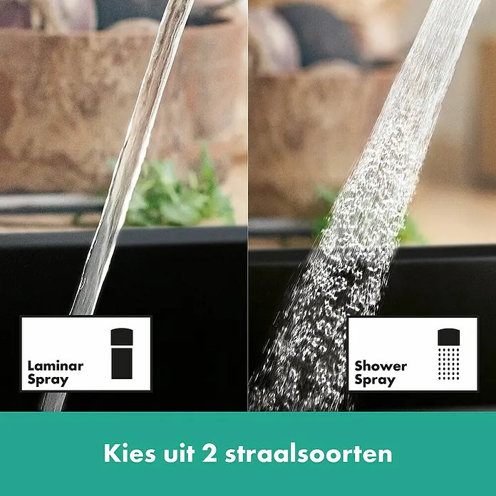 Hansgrohe Zesis M33 Spültischarmatur - Mattschwarz, Matt, Ohne sBox - Wasserkran mit Laminarstrahl und Brausestrahl.