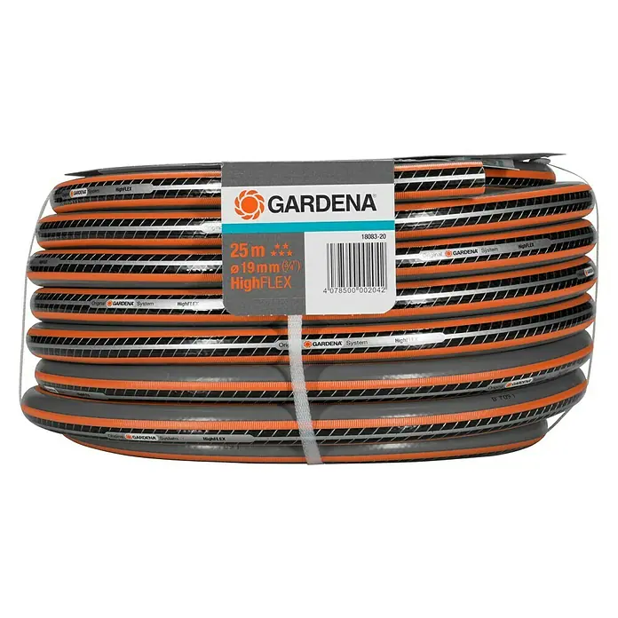 Gardena Schlauch Comfort High Flex - Länge: 25 m, Schlauchdurchmesser: 19 mm - GARDENA HighFLEX Gartenschlauch 25 m, 19 mm Durchmesser, flexibel und robust für die Gartenbewässerung. Zuverlässige Wasserversorgung für Ihren Garten.