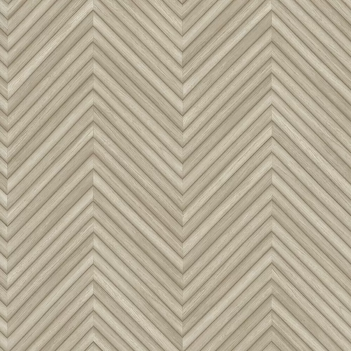Marburg Travertino Vliestapete Fischgrätmuster - Beige, Holzoptik, 10,05 x 0,53 m - Helles Holzpaneel mit Fischgrätmuster und Rillenstruktur.