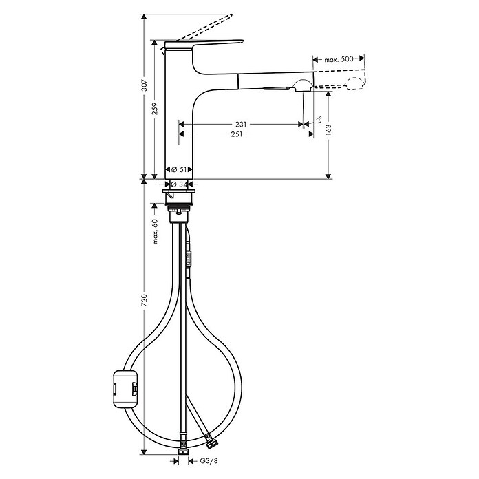 Hansgrohe Keukenkraan Zesis 160 (Zwart, Mat) | BAUHAUS