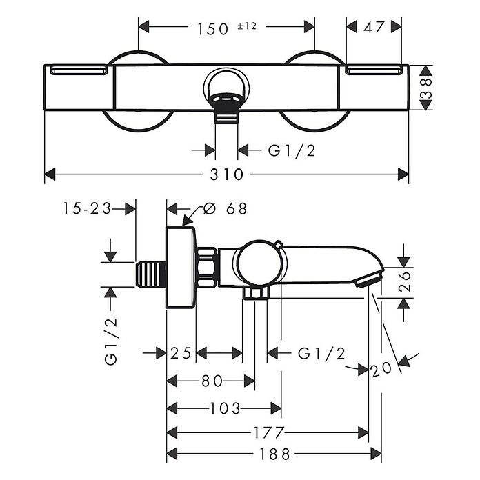 Hansgrohe Ecostat Badkraan Element (Zilver) | BAUHAUS
