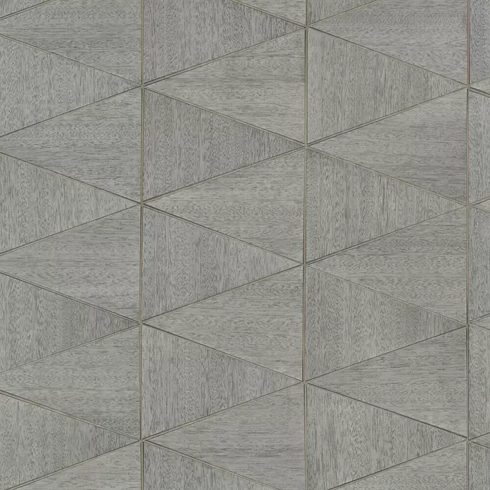 Marburg Travertino Papiertapete - Grau, Grafisch, 10,05 x 0,53 m - Geometrisches Muster aus grauen dreieckigen Fliesen in Holzoptik.