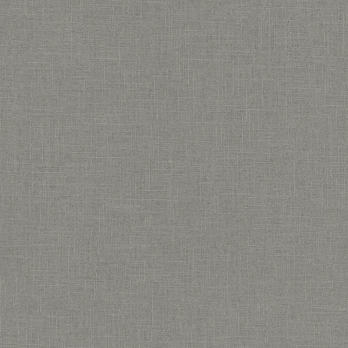 Marburg Travertino Vliestapete - Strukturgrau, Uni, 10,05 x 0,53 m - Graue gewebte Stofftextur mit sichtbaren Fäden, die Leinen oder Canvas ähnelt.
