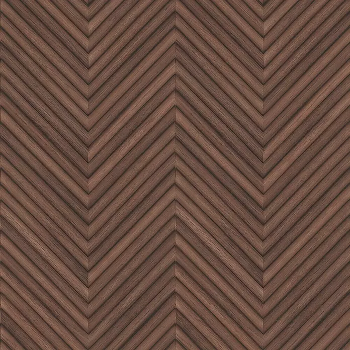 Marburg Travertino Vliestapete Fischgrätmuster - Rotbraun, Holzoptik, 10,05 x 0,53 m - Dunkelbraunes Holz-Chevron-Muster. Strukturierte Holzplanken in dekorativer V-Form.