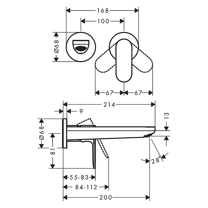Hansgrohe Rebris S Wastafelkraan Rebris S (Zwart, Mat) | BAUHAUS