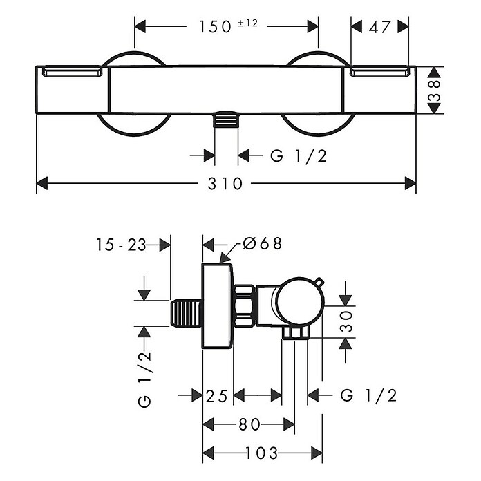 Hansgrohe Ecostat Douchethermostaatkraan Element (Zilver) | BAUHAUS