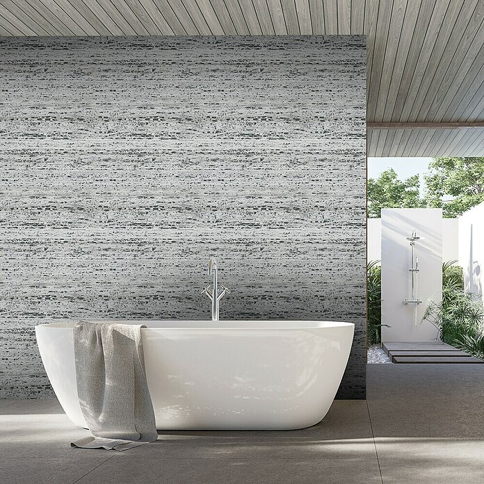 Marburg Travertino Vliestapete Struktur (Hellgrau-Grau, Steinoptik, 10,05 x 0,53 m) | BAUHAUS