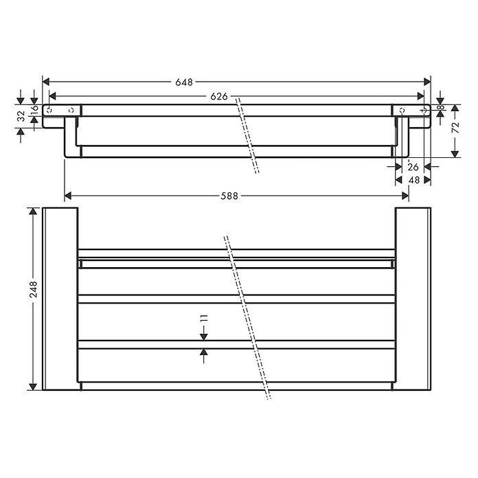 Hansgrohe AddStoris Handdoekhouder Mat Zwart (Zwart, Breedte: 648 mm) | BAUHAUS