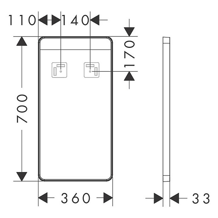 Hansgrohe Lichtspiegel Xarita Lite Q (360 x 700 mm) | BAUHAUS