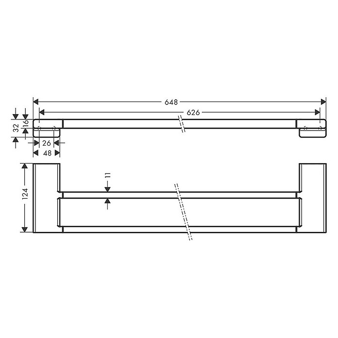Hansgrohe AddStoris Handdoekhouder Chroom - dubbel (Chroom, Breedte: 648 mm) | BAUHAUS
