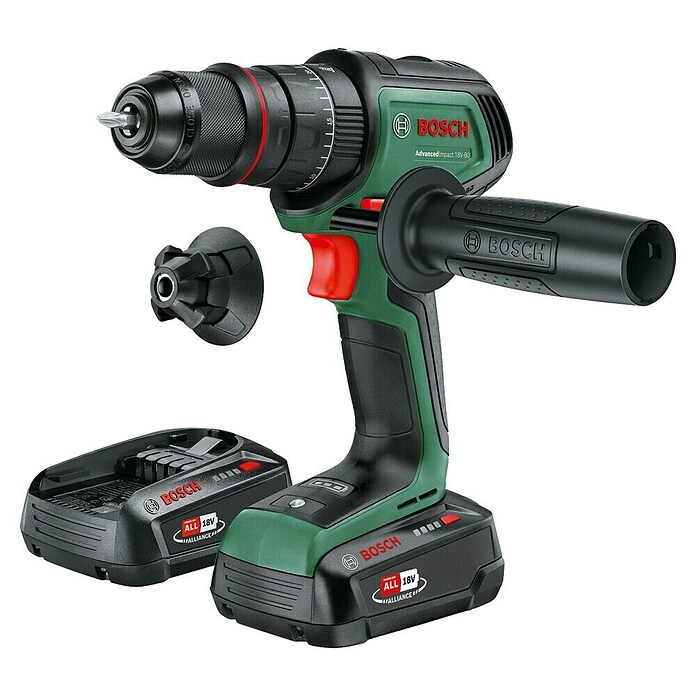 Bosch Power for All 18V Taladro atornillador percutor de batería AdvancedImpact 80 (18 V, 2 baterías, 2,5 Ah, 82 Nm) | BAUHAUS