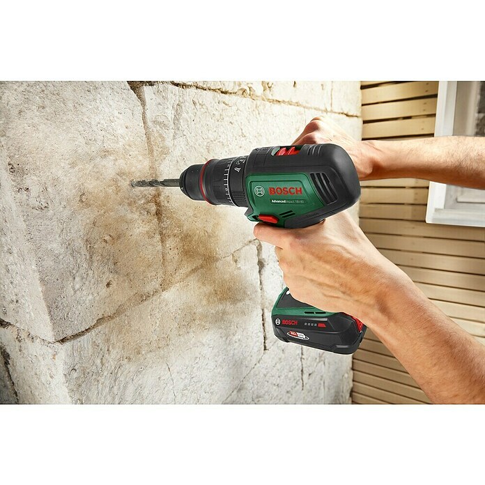Bosch Power for All 18V Taladro atornillador percutor de batería AdvancedImpact 80 (18 V, 2 baterías, 2,5 Ah, 82 Nm) | BAUHAUS
