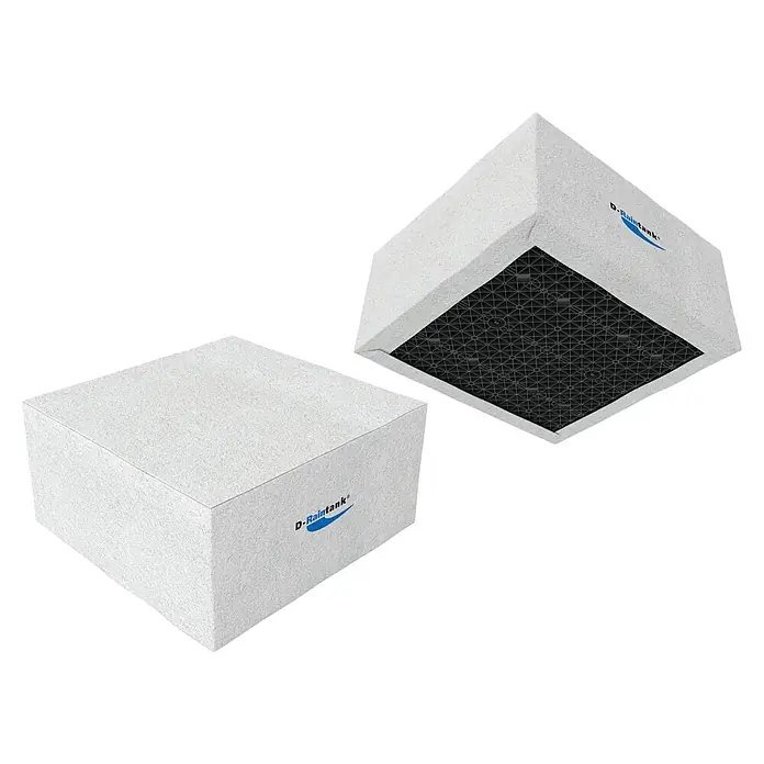 FunkeGruppe Versickerungsanlage D-Raintank - Volumen: 272 l, Max. Anwendungsfläche: 10 m² - D-Raintank-Produkte zur Regenwasserspeicherung, ideal für nachhaltige Wassernutzung und Umweltschutz. Innovative Lösungen für Ihr Zuhause.