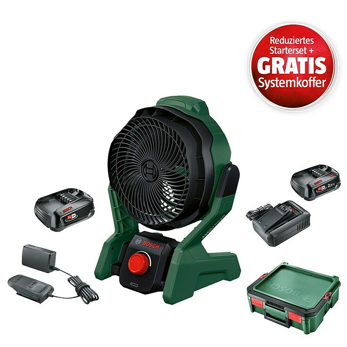 Bosch Power for All 18V Maschinenpaket (Akku-Ventilator UniversalFan 18V-1000 (1 Akku) + reduz. Starter-Kit + gratis Systembox) | BAUHAUS