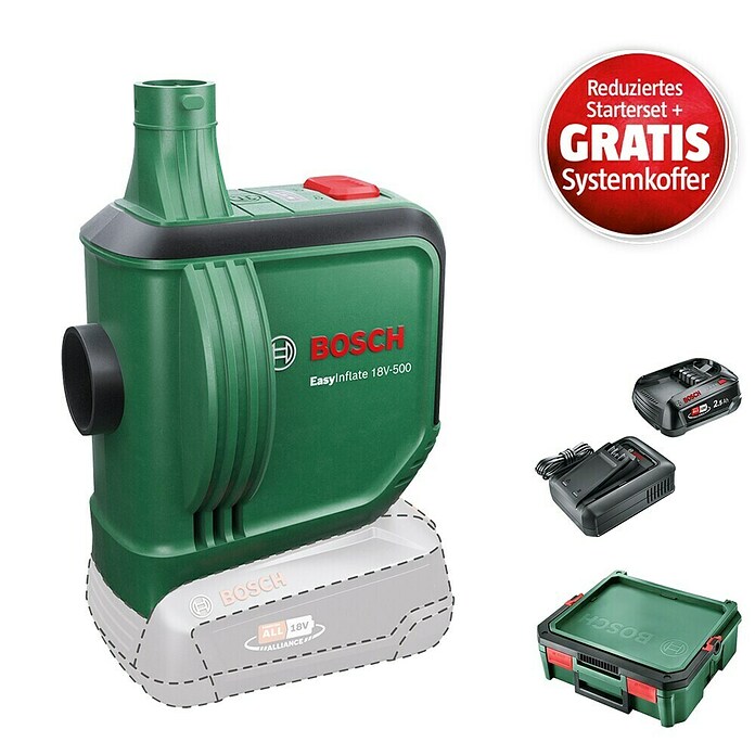 Bosch Power for All 18V Maschinenpaket (Akku-Luftpumpe EasyInflate 18V-500 (ohne Akku) + reduz. Starter-Kit + gratis Systembox) | BAUHAUS