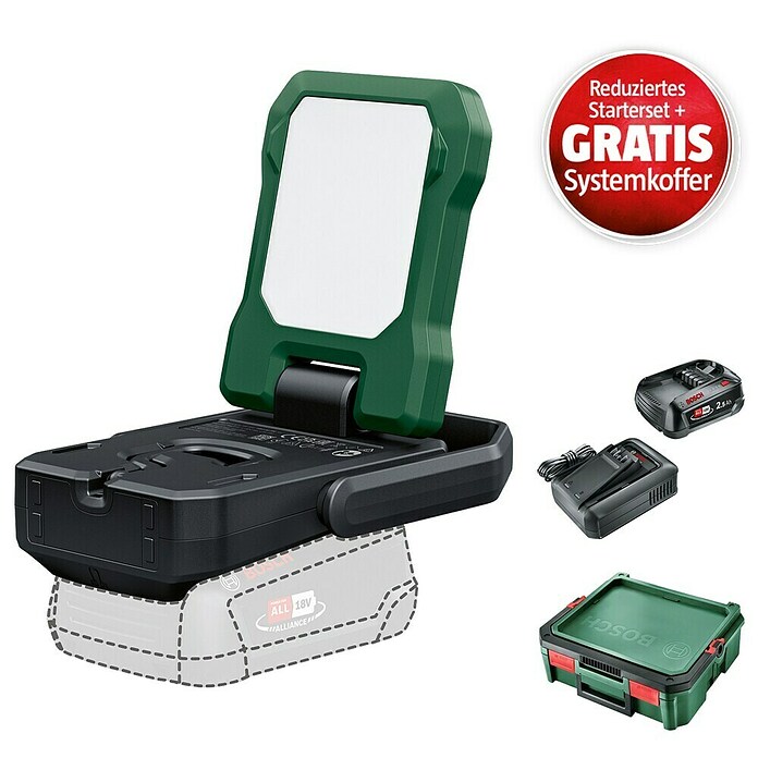 Bosch Power for All 18V Maschinenpaket (Akku-Lampe Easy SpotLight 18V-400 + reduz. Starter-Kit + gratis Systembox) | BAUHAUS