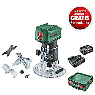 Bosch Power for All 18V Maschinenpaket (Akku-Kantenfräser AdvancedTrimRouter 18V-8 + reduz. Starter-Kit + gratis Systembox)