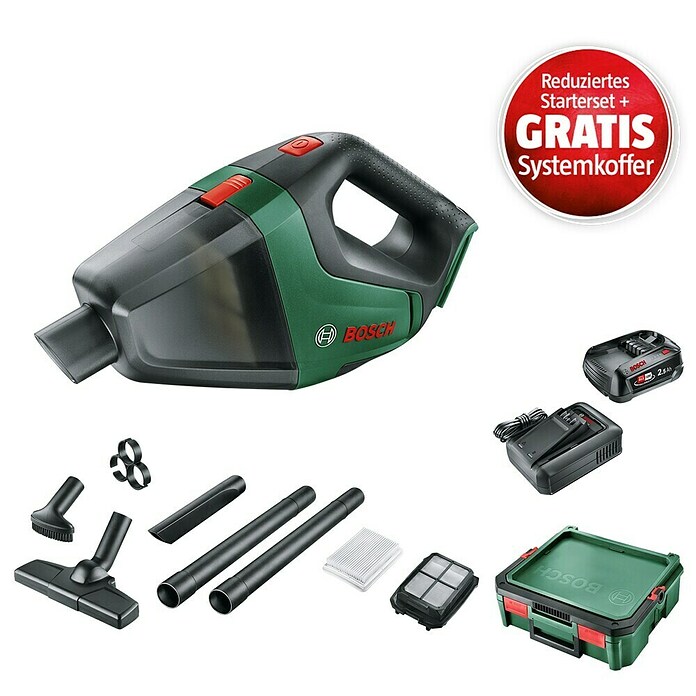 Bosch Power for All 18V Maschinenpaket (Akku-Handstaubsauger UniversalVac 18 (ohne Akku) + reduz. Starter-Kit + gratis Systembox) | BAUHAUS