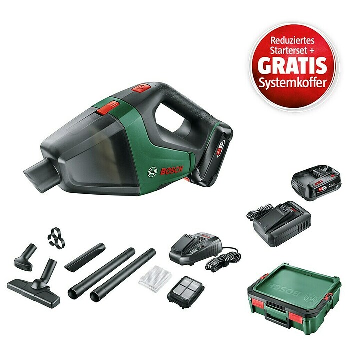 Bosch Power for All 18V Maschinenpaket (Akku-Handstaubsauger UniversalVac 18 (1 Akku) + reduz. Starter-Kit + gratis Systembox) | BAUHAUS