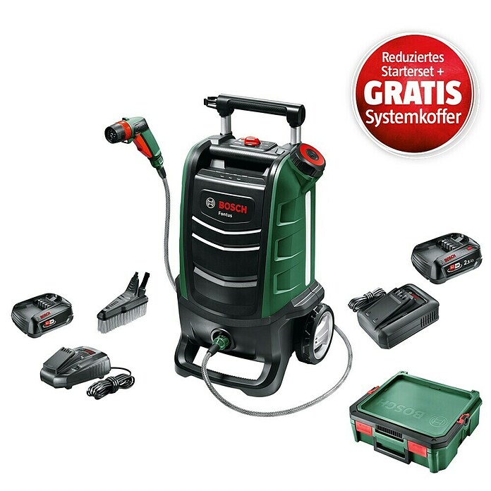 Bosch Power for All 18V Maschinenpaket (Akku-Hochdruckreiniger Fontus (1 Akku) + reduz. Starter-Kit + gratis Systembox) | BAUHAUS